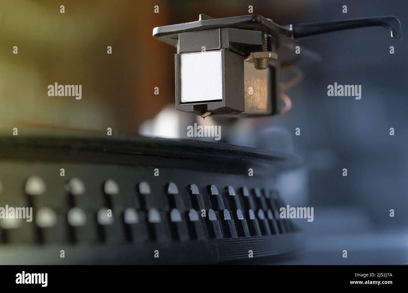 close up of turntable, needle and vinyl cartridge Stock Photo Alamy
