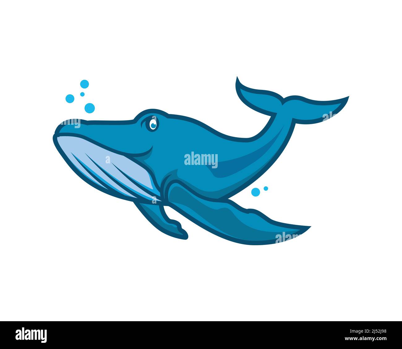 Swimming Whale with Smiling Expression Illustration Vector Stock Vector