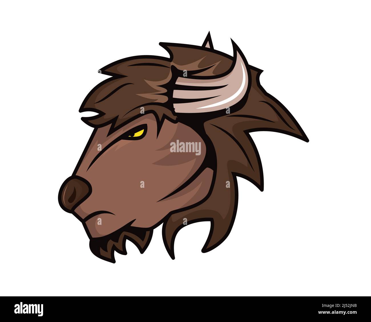 Detailed Bison Head with Calm Gesture Illustration Vector Stock Vector