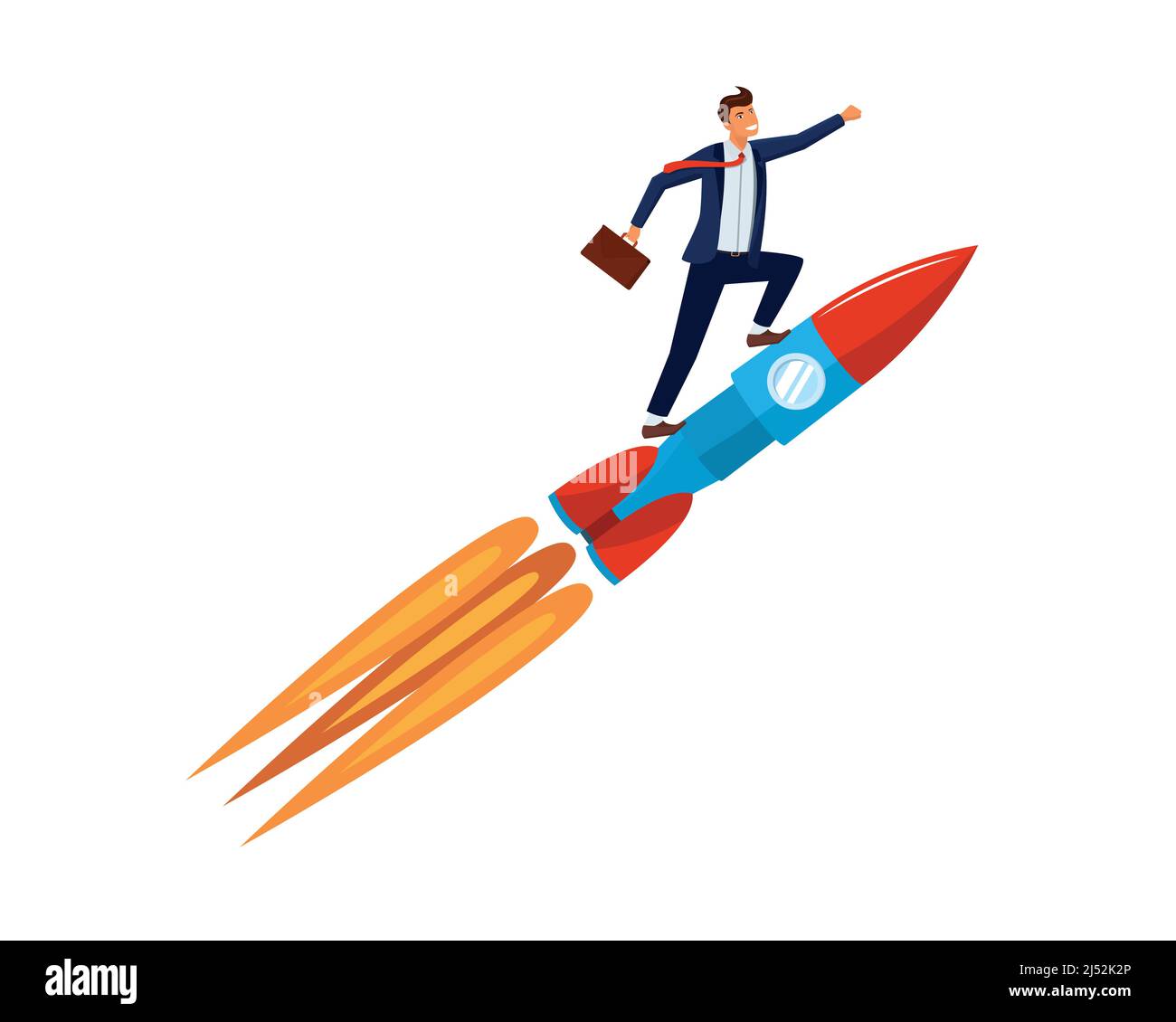 Businessman on a Rocket Flying to the Sky Illustration Vector Stock ...