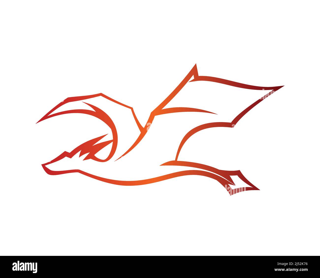 Flying Dragon Illustration with Silhouette Style Vector Stock Vector