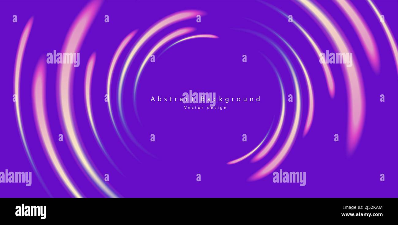 Abstract violet background with lights moving by circle radius creating spiral texture Stock Vector