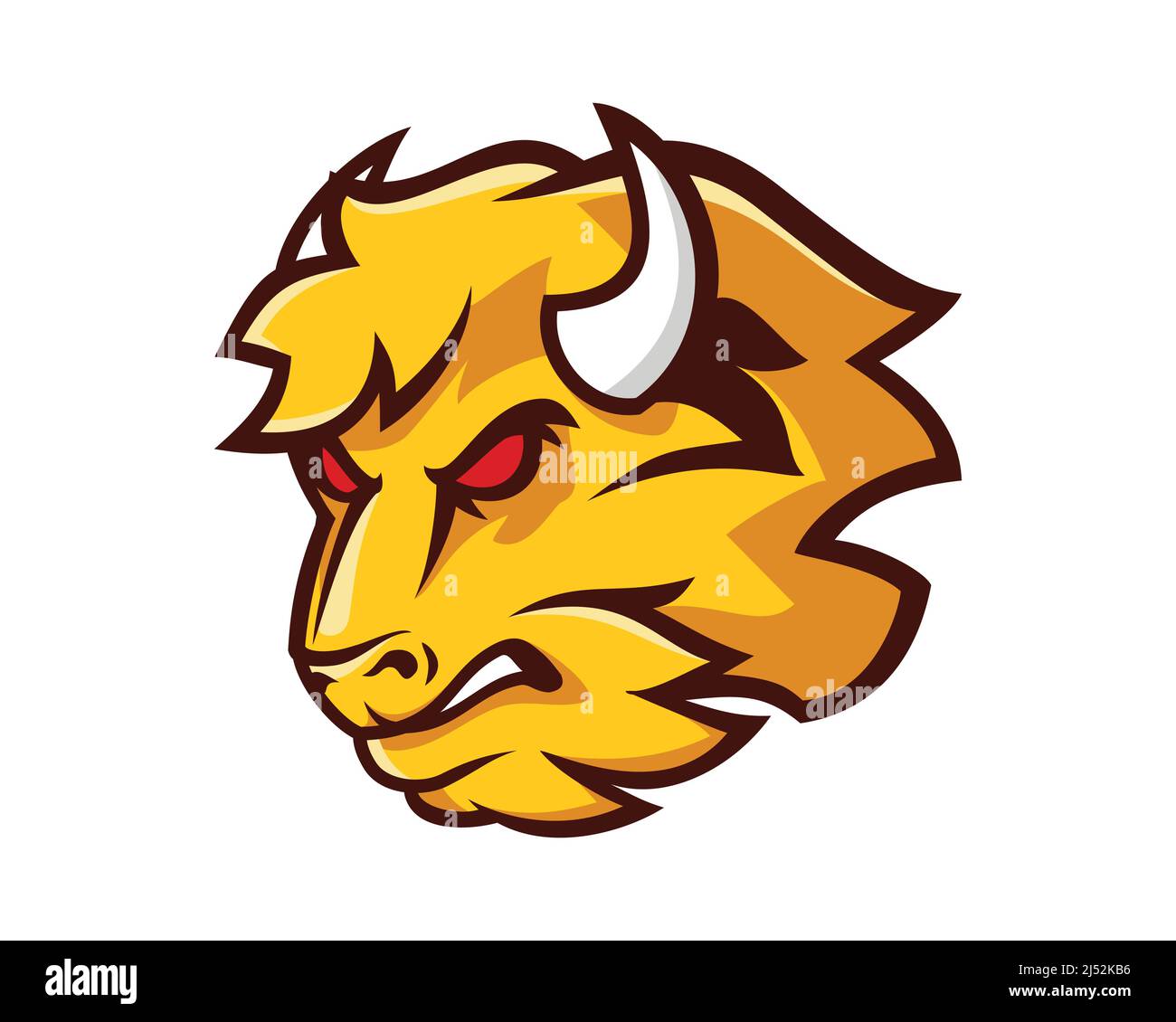 Angry Bull Head Mascot and Illustration Vector Stock Vector