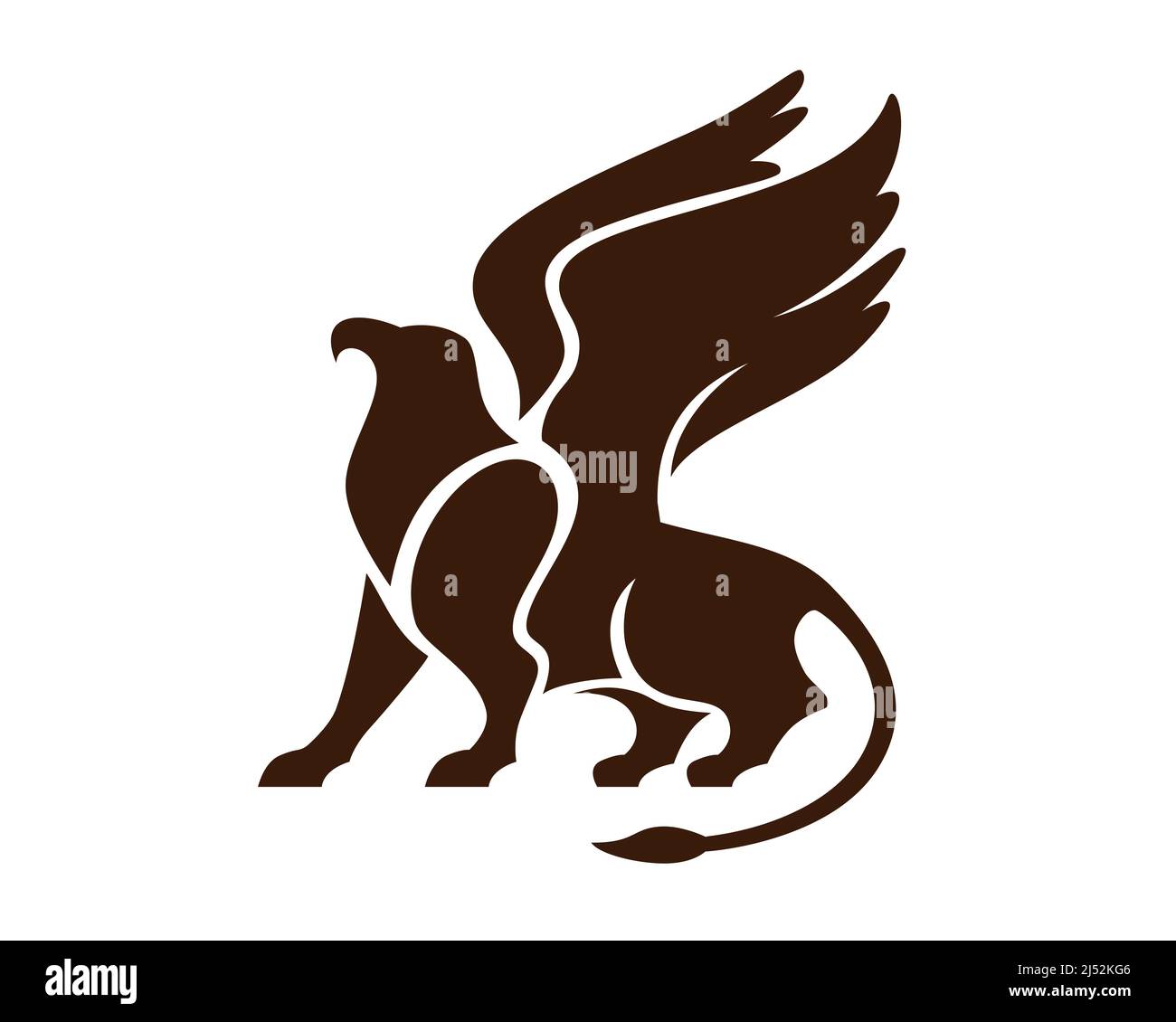 Griffin Mythology Creature Illustration with Silhouette Style Vector Stock Vector