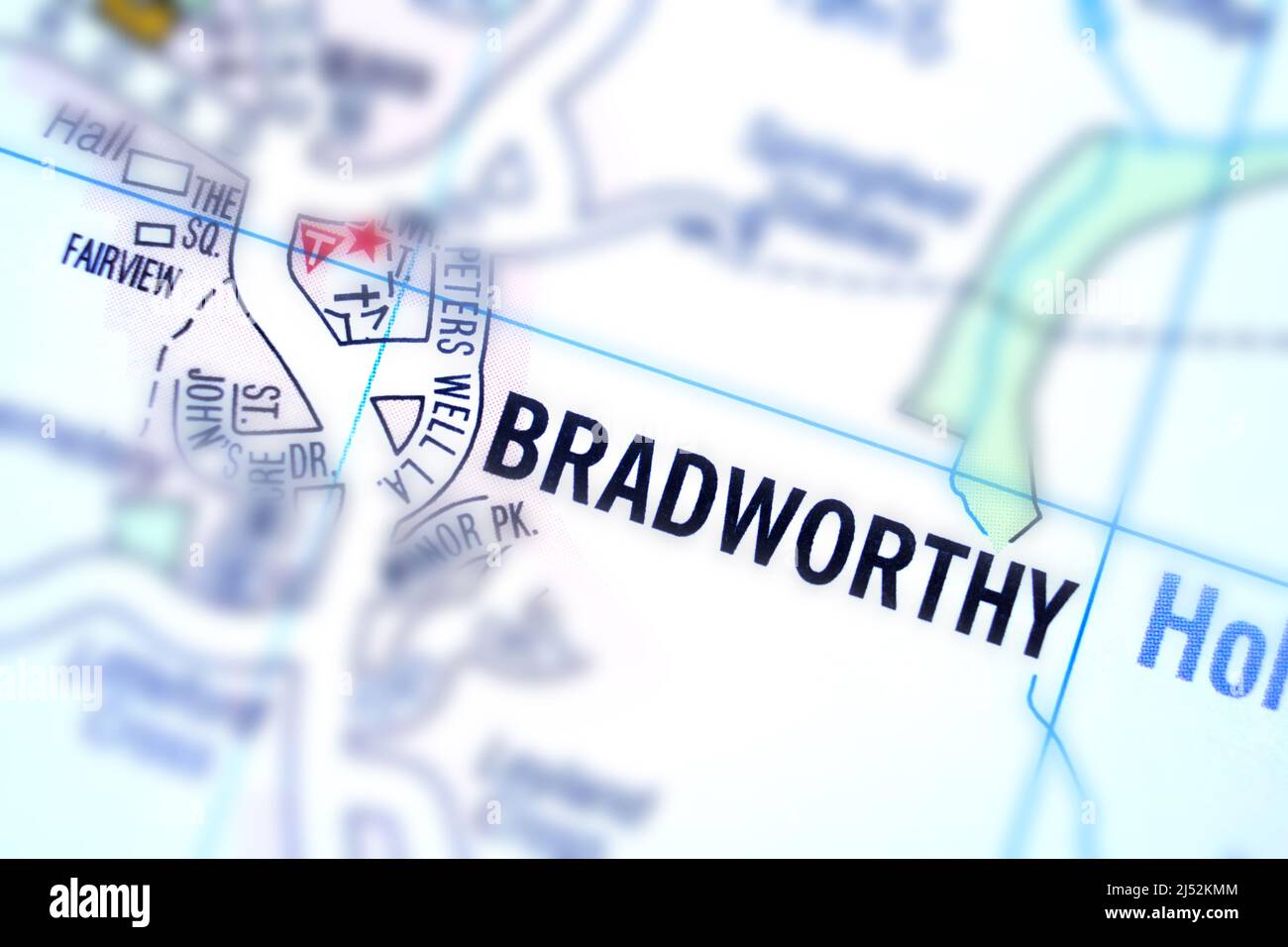 Bradworthy village - Devon, United Kingdom colour atlas map town name ...