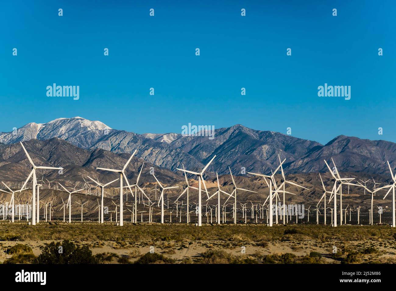 A large wind farm in Palm Springs, California Stock Photo