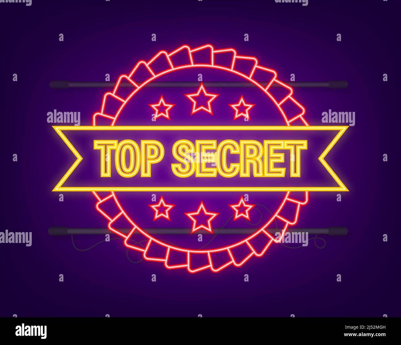 Top secret red neon label, stamp. Vector stock illustration Stock