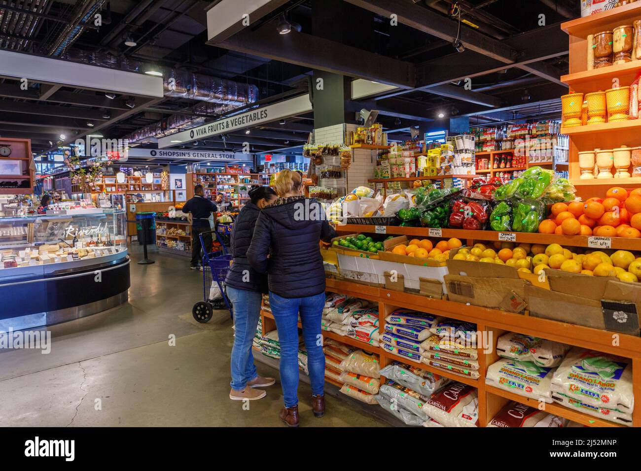 Interior of Essex Market, Lower East Side, New York, NY, USA. Stock Photo