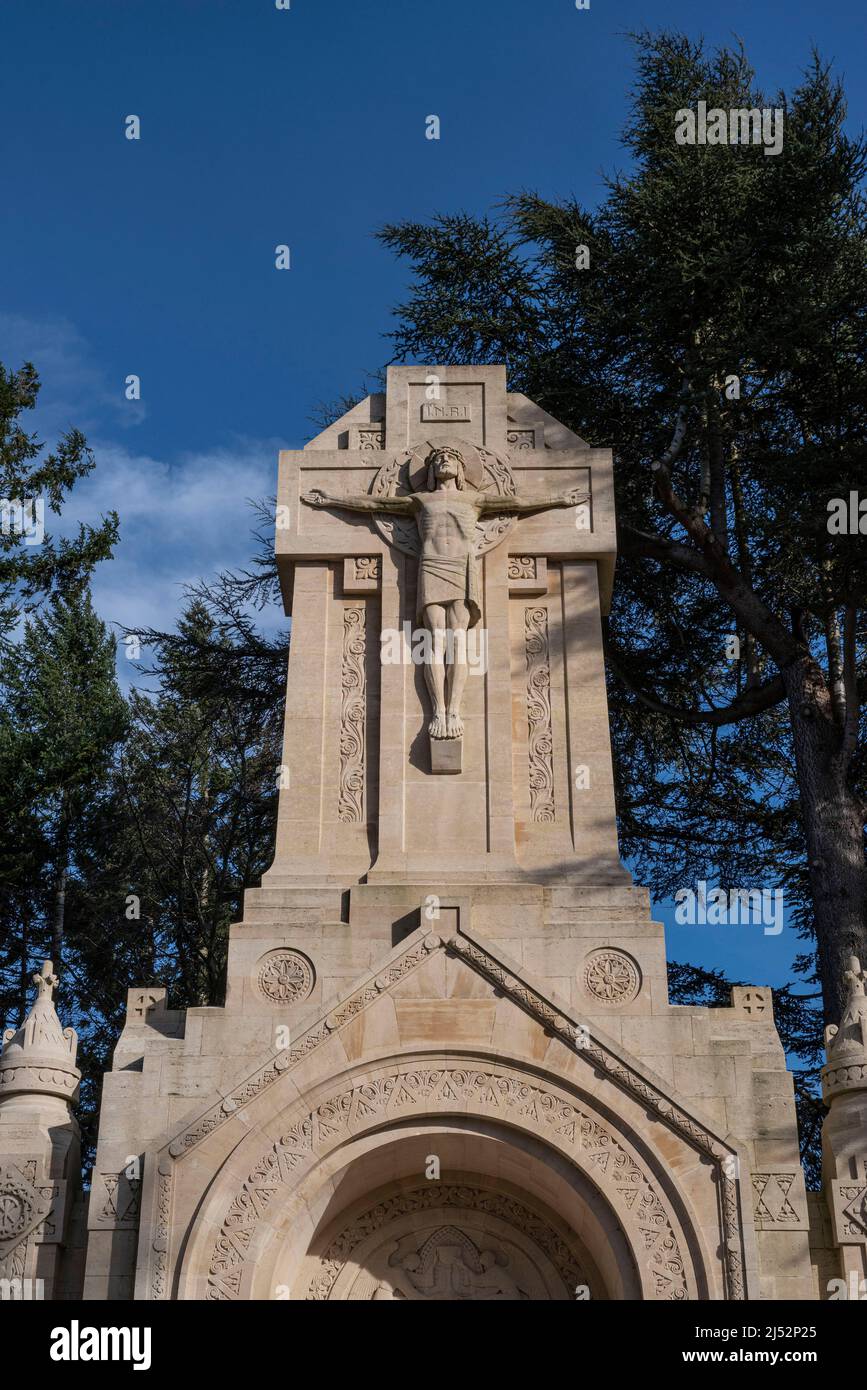 Exterior architecture of the basilica of Lisieux in Normandy, France