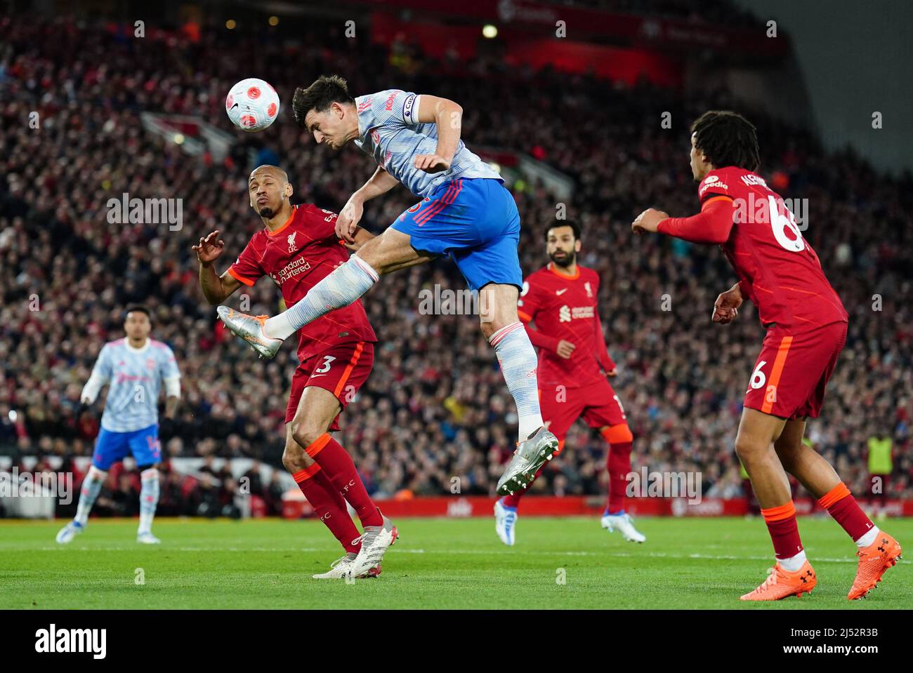 Manchester United S Harry Maguire Heads On Goal During The Premier