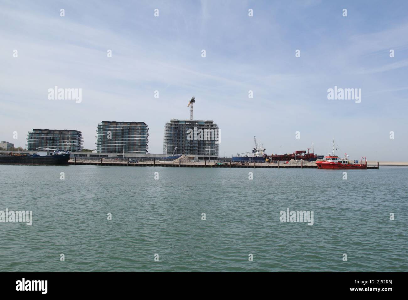 three modern apartment buildings at the dutch coast in breskens with