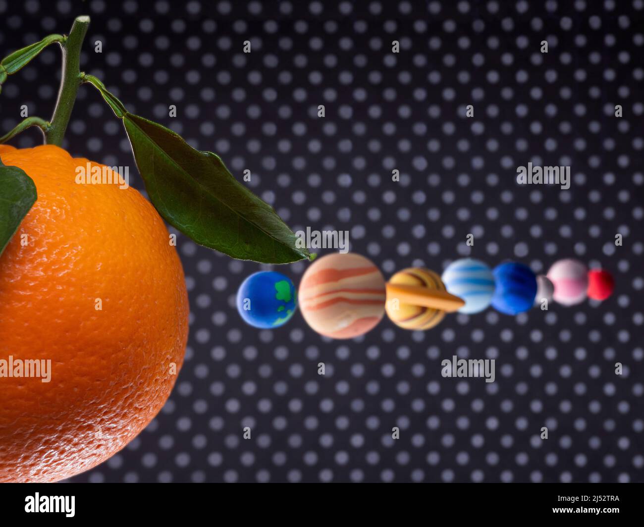 Conceptual solar system with planets in a row Stock Photo