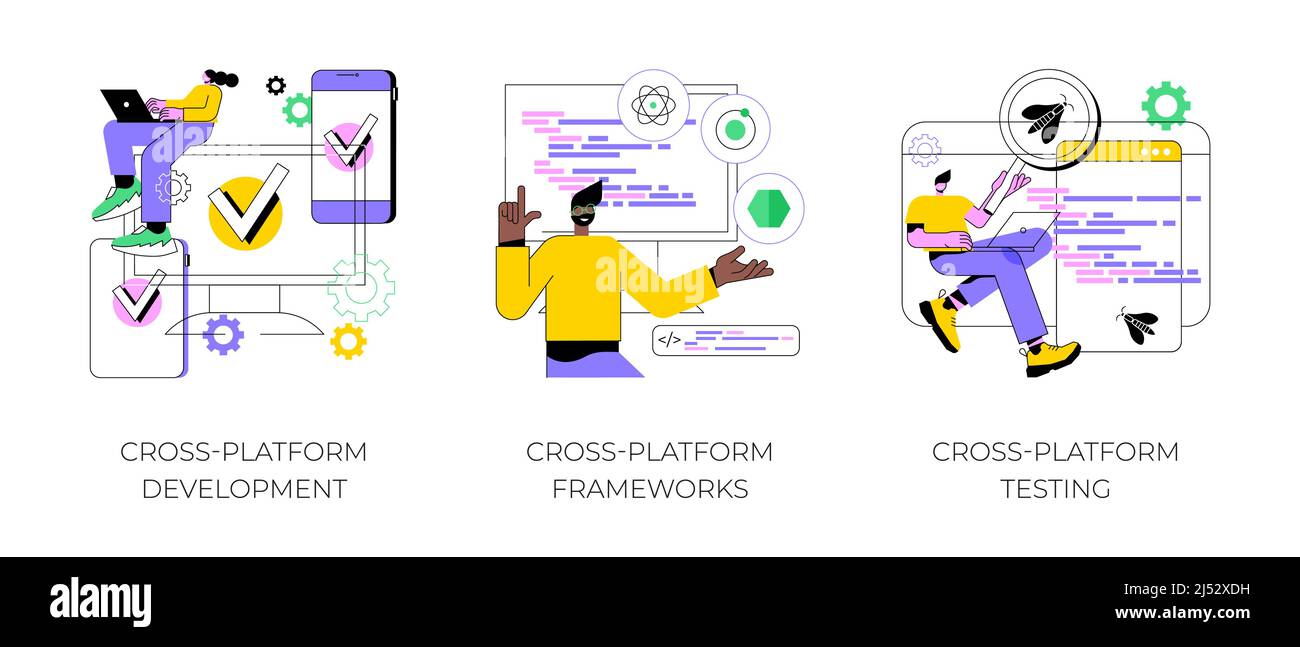 Cross-platform operating system abstract concept vector illustration ...