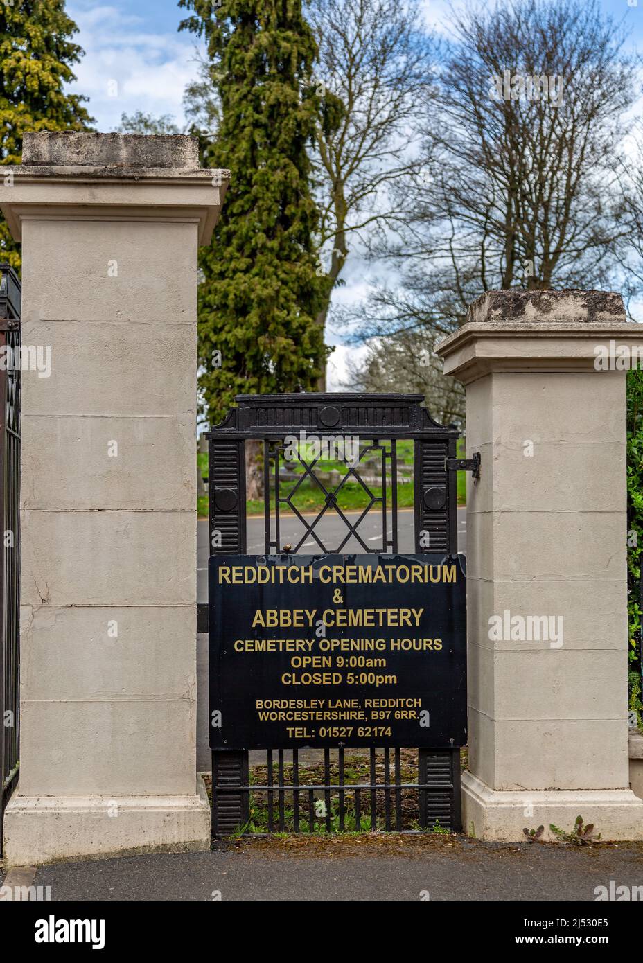 Gates of redditch crematorium abbey cemetery worcestershire stock