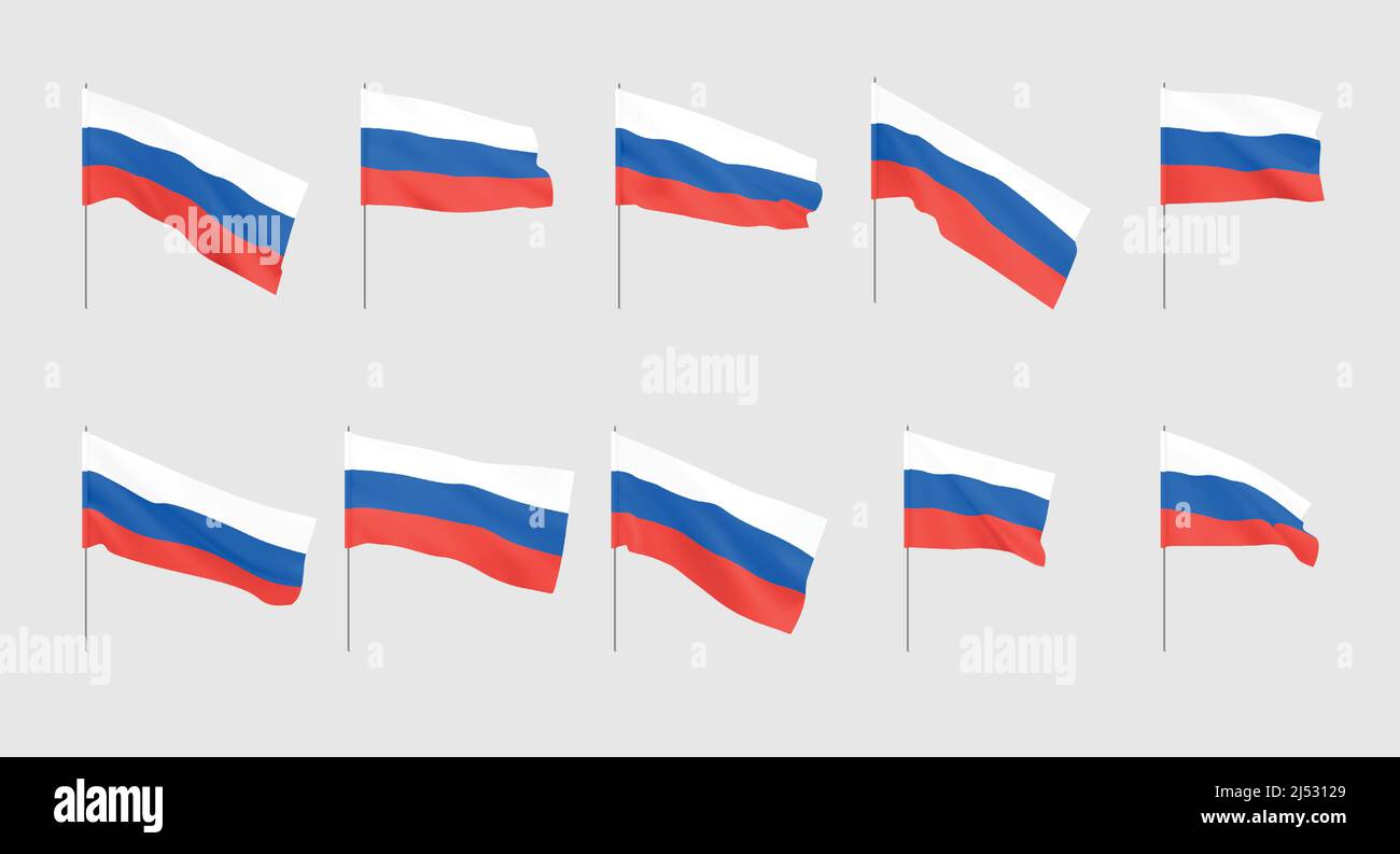 Russia flag. National realistic flag of Russian Federation. Stock Vector