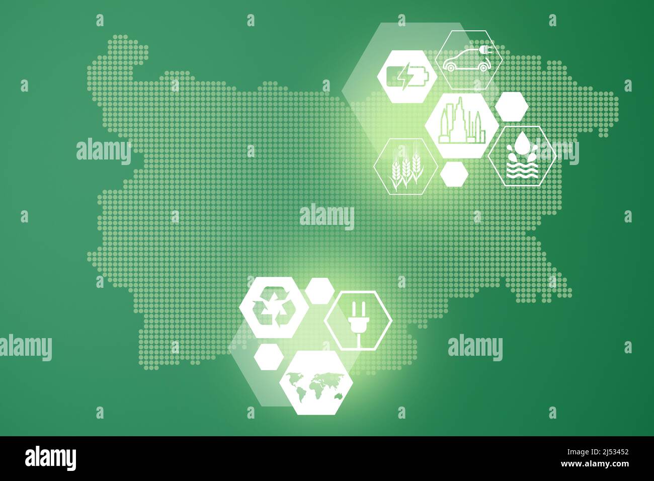 Energy innovation with future industry of power generation icons