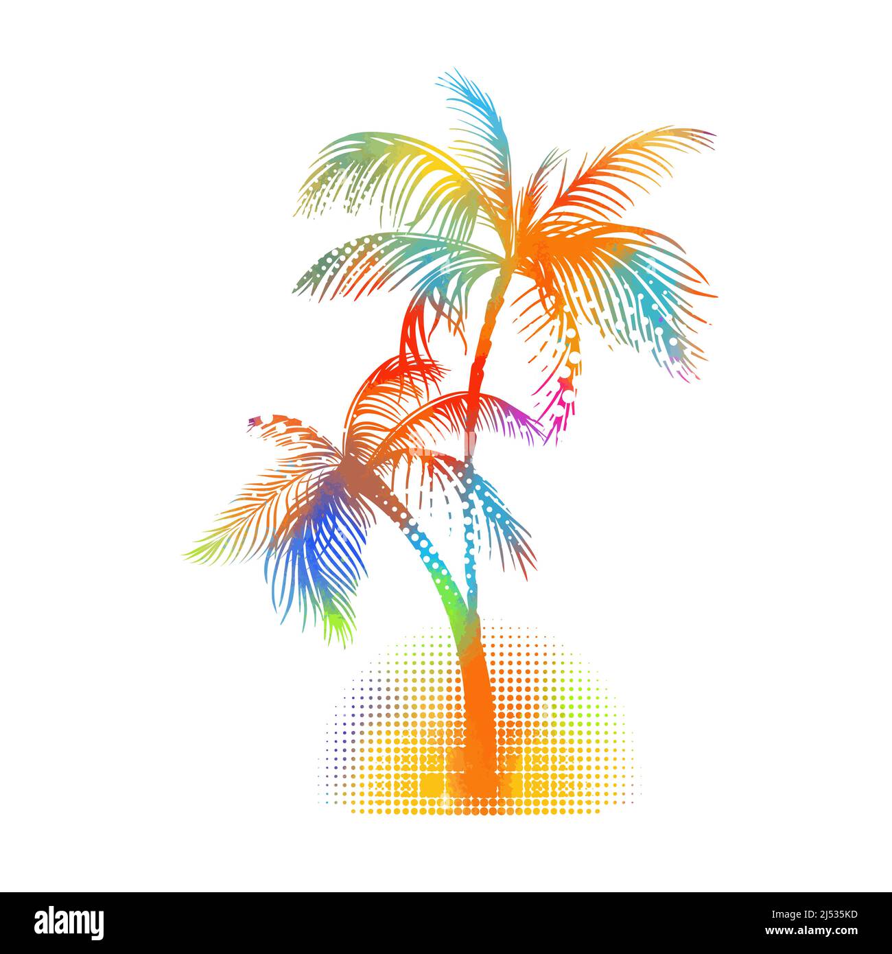 Multicolored palm tree. Vector illustration Stock Vector Image & Art