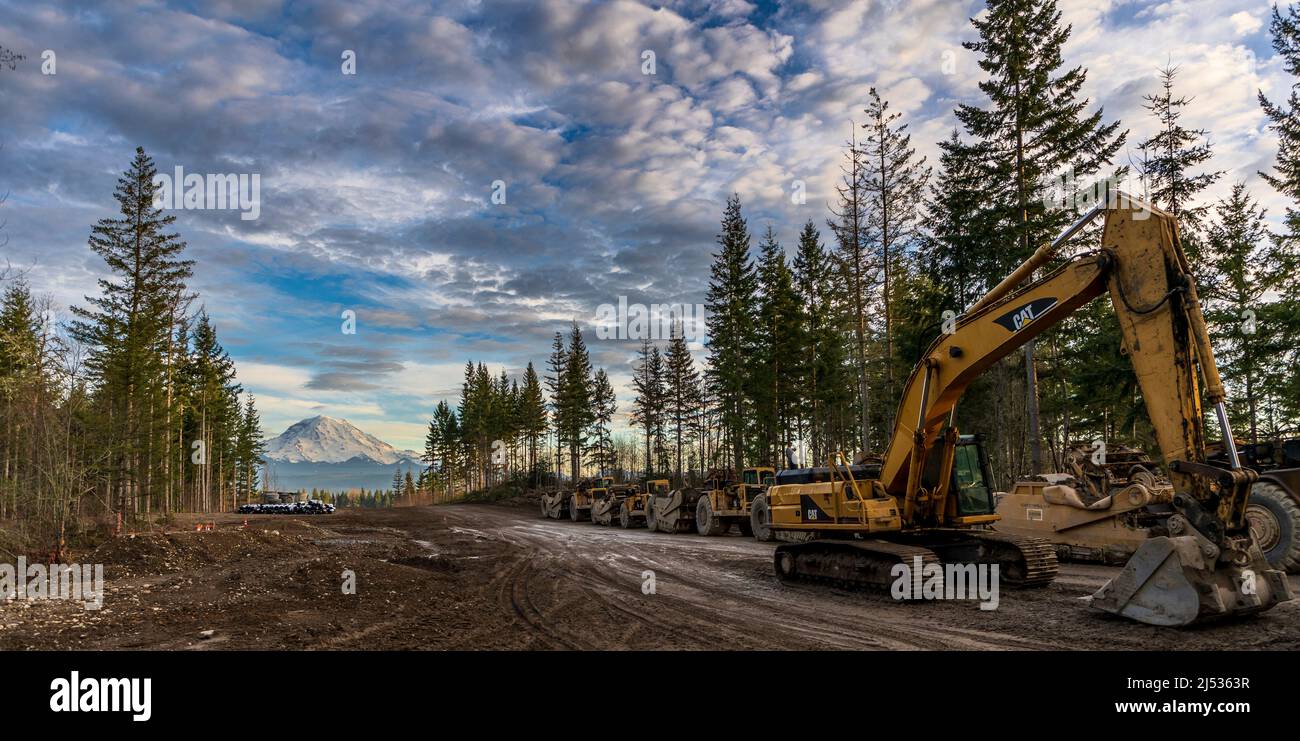 new roads being constructed in Tehaleh, Washington overlooking scenic ...
