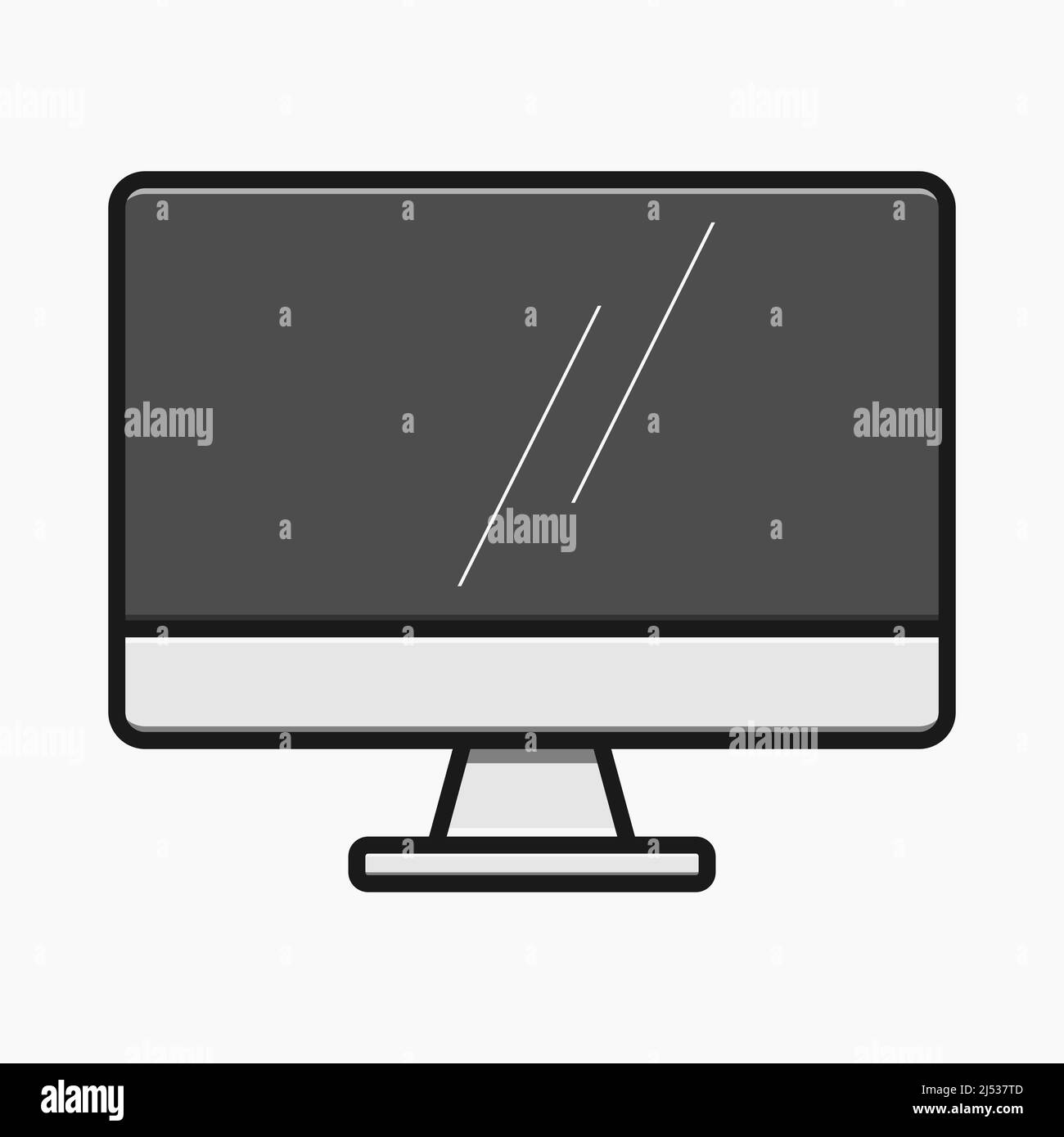 desktop pc monitor cartoon style isolated vector flat illustration Stock Vector