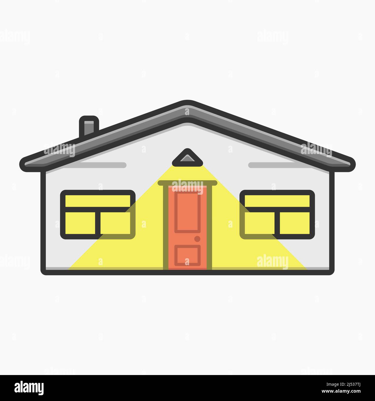 simple residential building with light on facade vector flat illustration Stock Vector