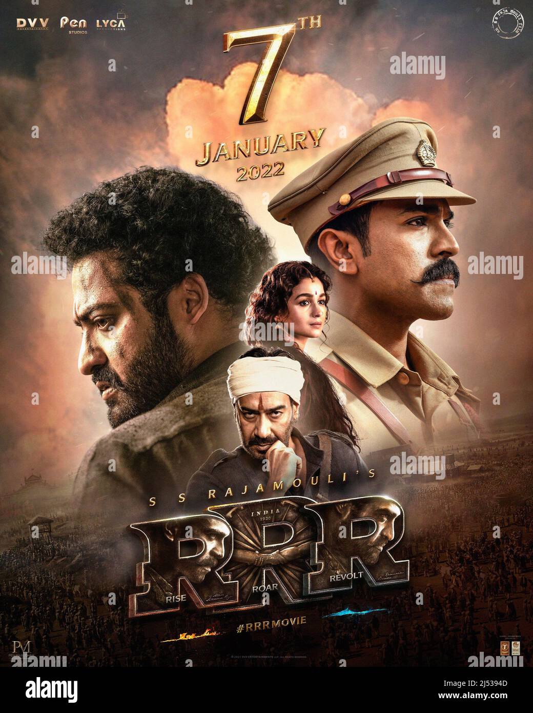 RRR, (aka RISE ROAR REVOLT), poster, top from left N.T. Rama Rao Jr