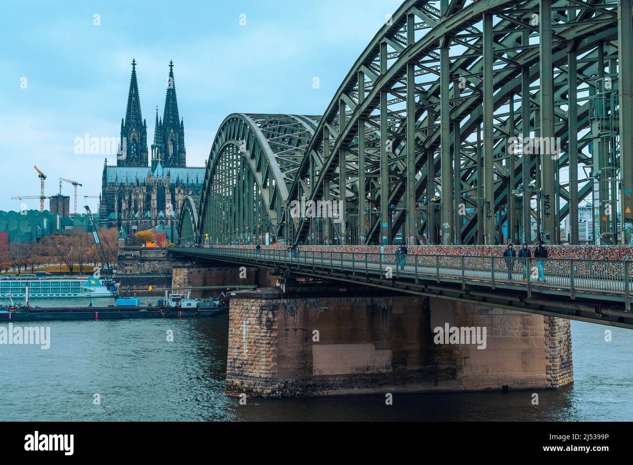 Hohenzollernbruke and Kolner Dom, Koln, Germany Stock Photo