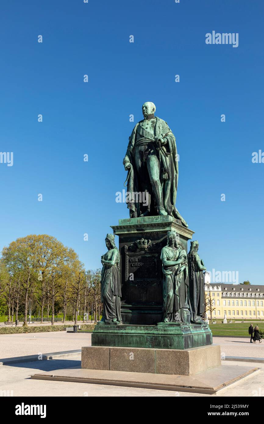 Karlsruhe, Germany - April 17, 2022: Carl Friedrich von Baden. Statue of founder of the City Karlsruhe, Baden-Wuerttemberg, Germany. Stock Photo