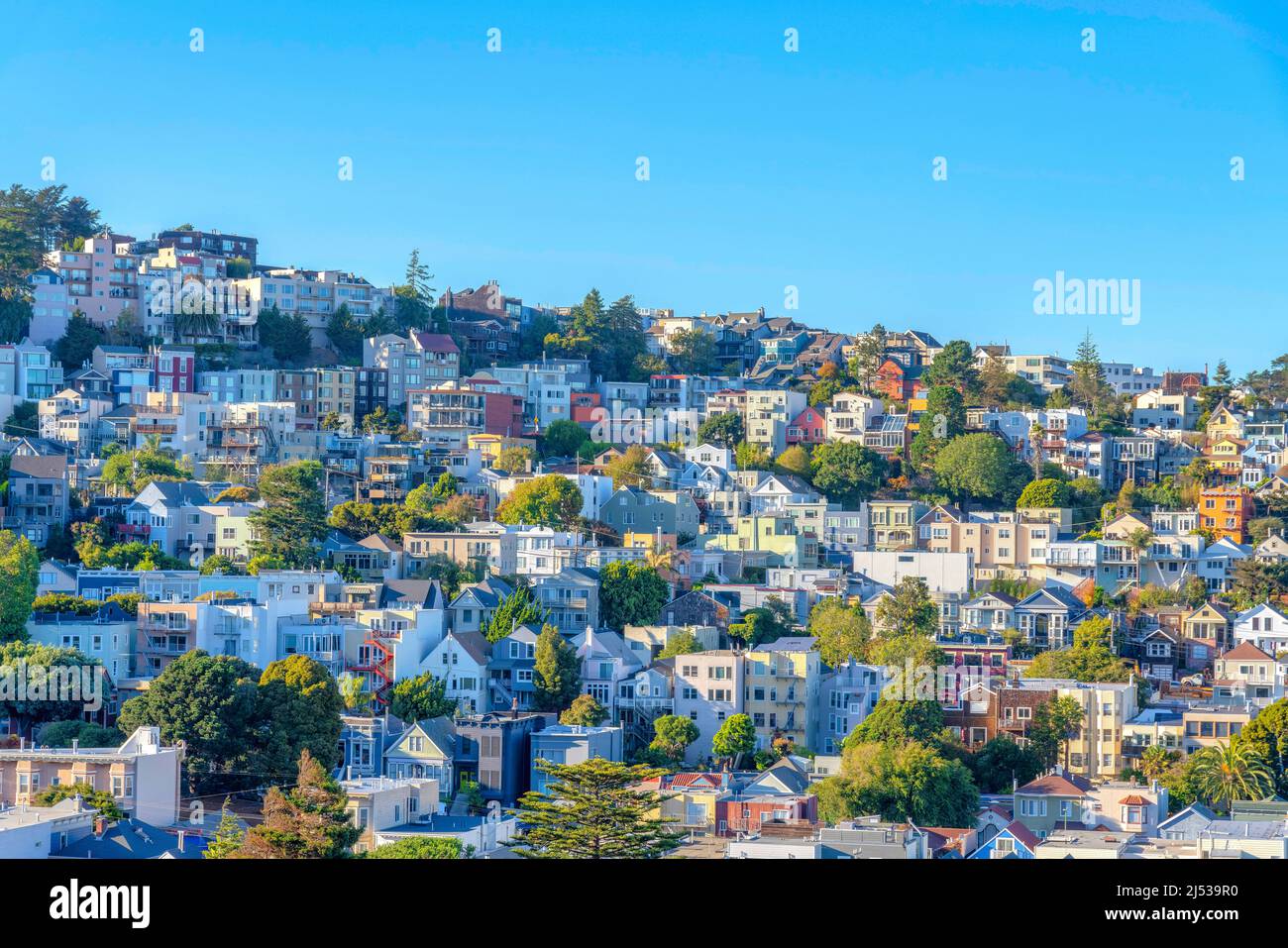 Residential area on a slope in San Francisco, California Stock Photo ...