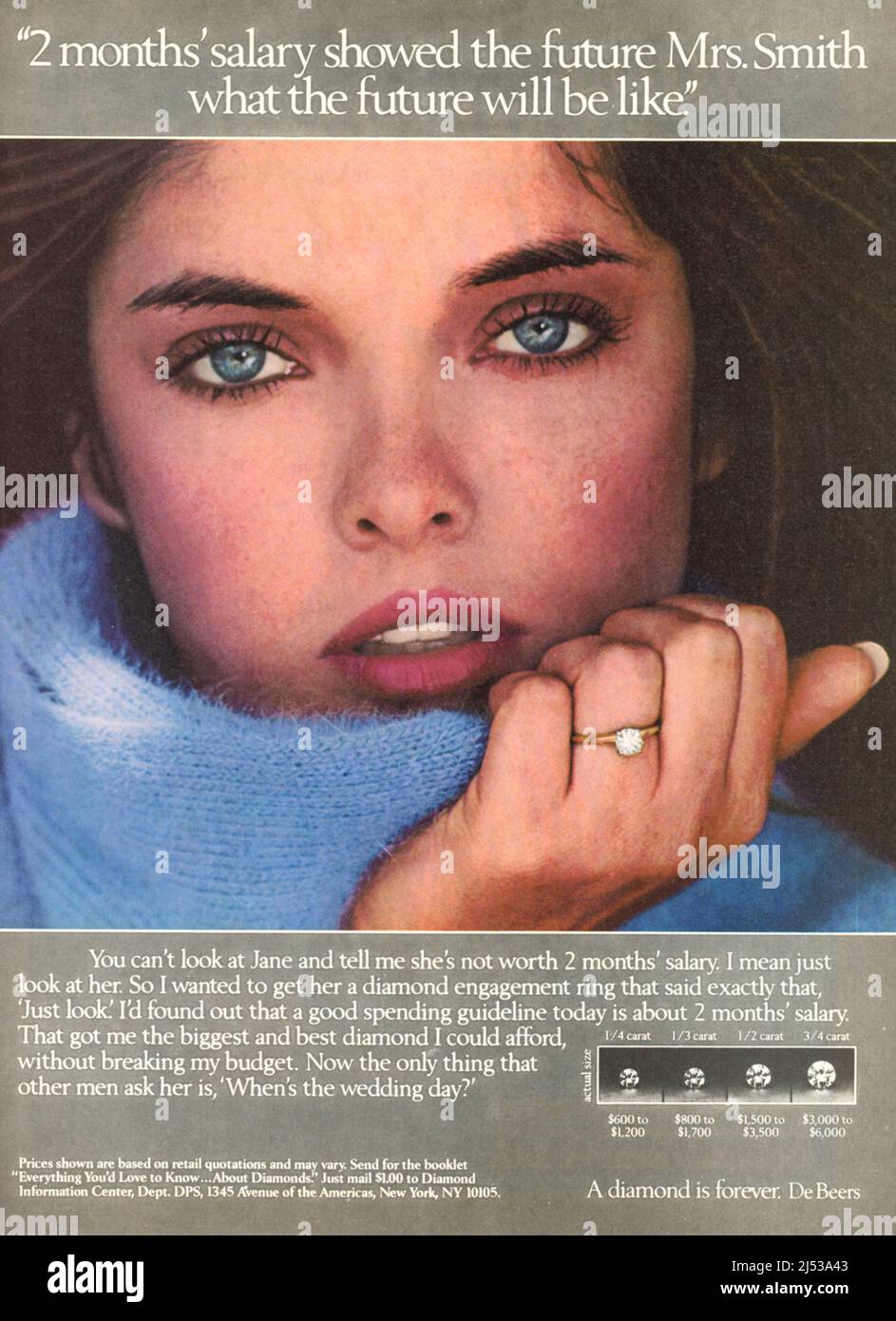 1984 De Beers Diamond Ring Julie vintage PRINT AD 80's Advertisement
