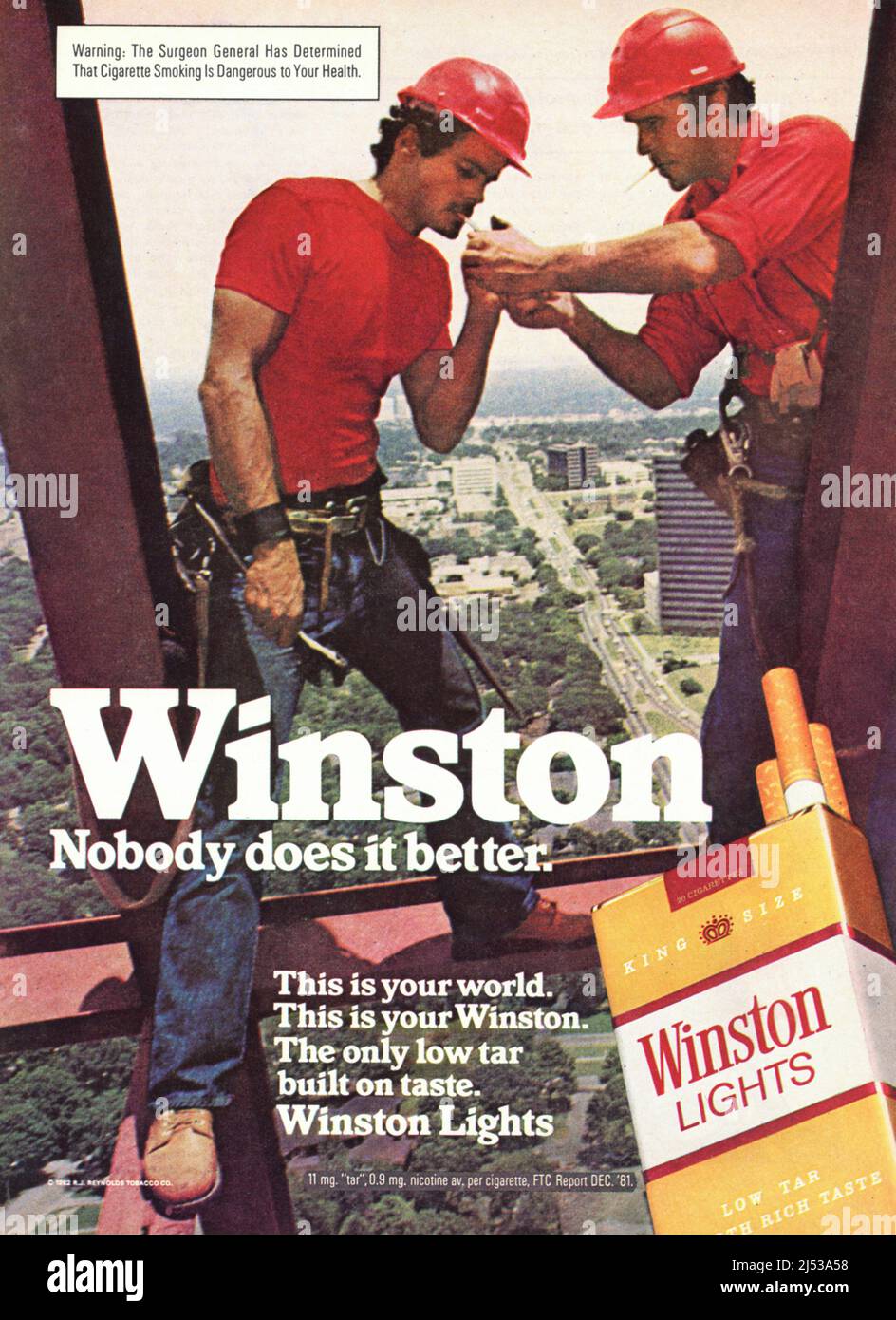 Winston cigarette ad 1980s hi-res stock photography and images
