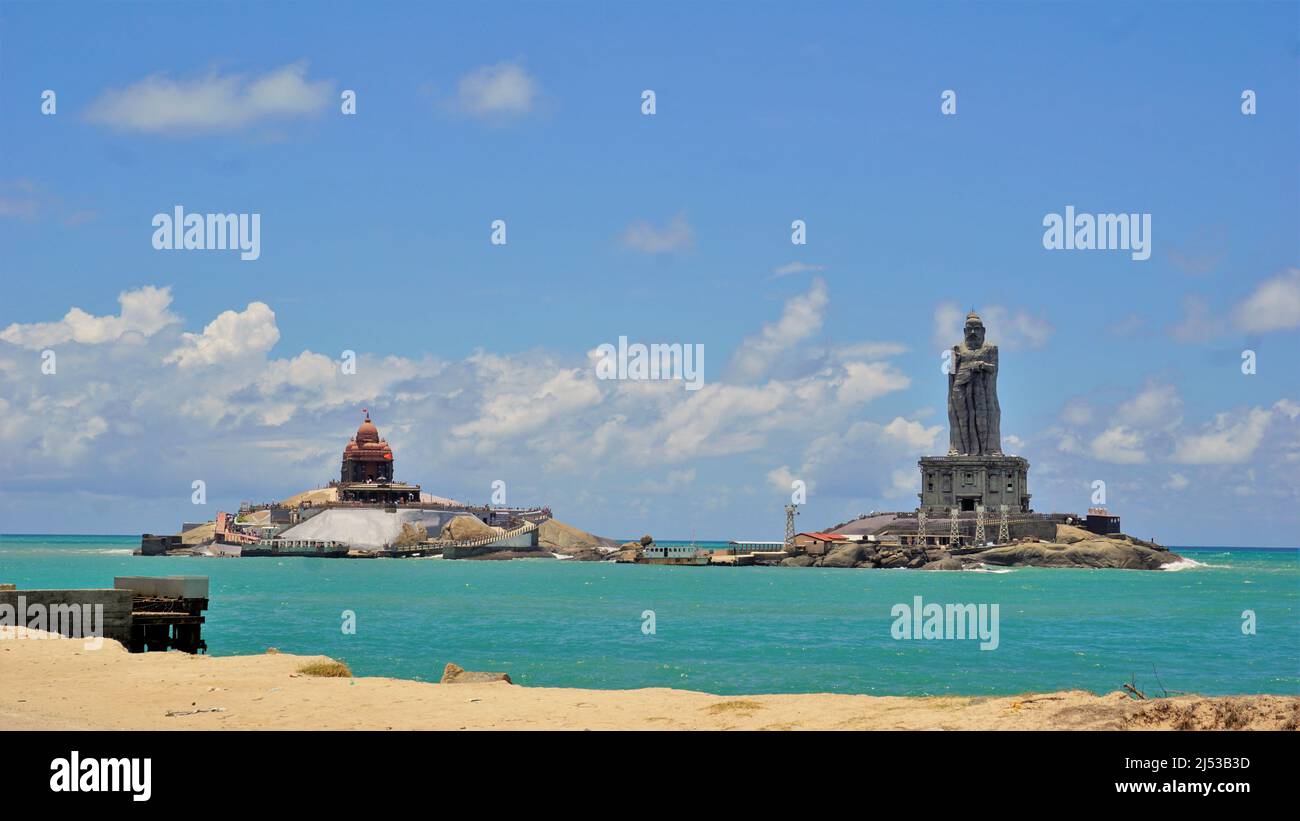 Kanyakumari,Tamilnadu,India-April 16 2022: Tourists enjoying ferry boat service in Kanyakumari which carries passengers to visit Vivekananda Rock Memo Stock Photo