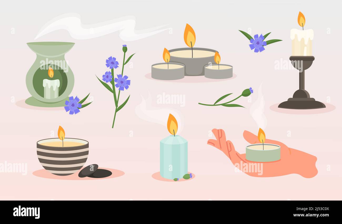 Scented candles set Stock Vector Image & Art - Alamy