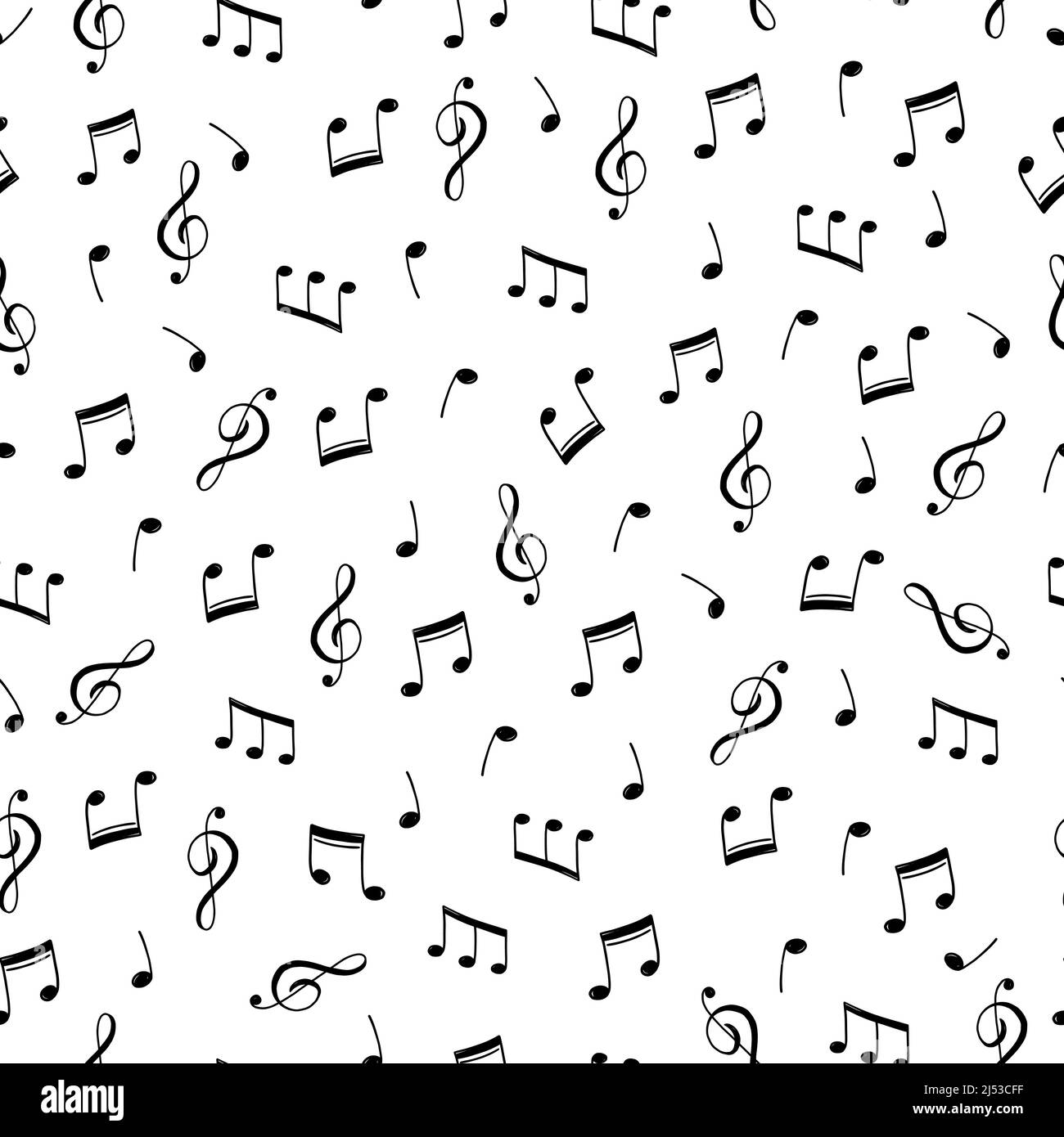 Music note doodle drawn pattern. Hand drawn sketch musical note ...