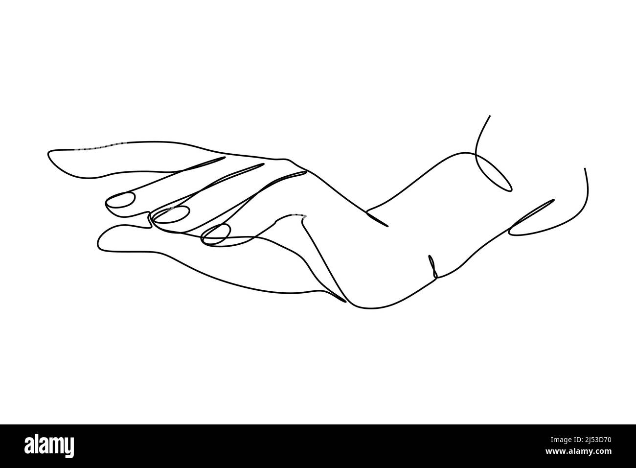 Continuous Line Drawing of Hand Trendy Minimalist Illustration. One Line Abstract Concept. Hands Minimalist Contour Drawing. Vector EPS 10 Stock Vector