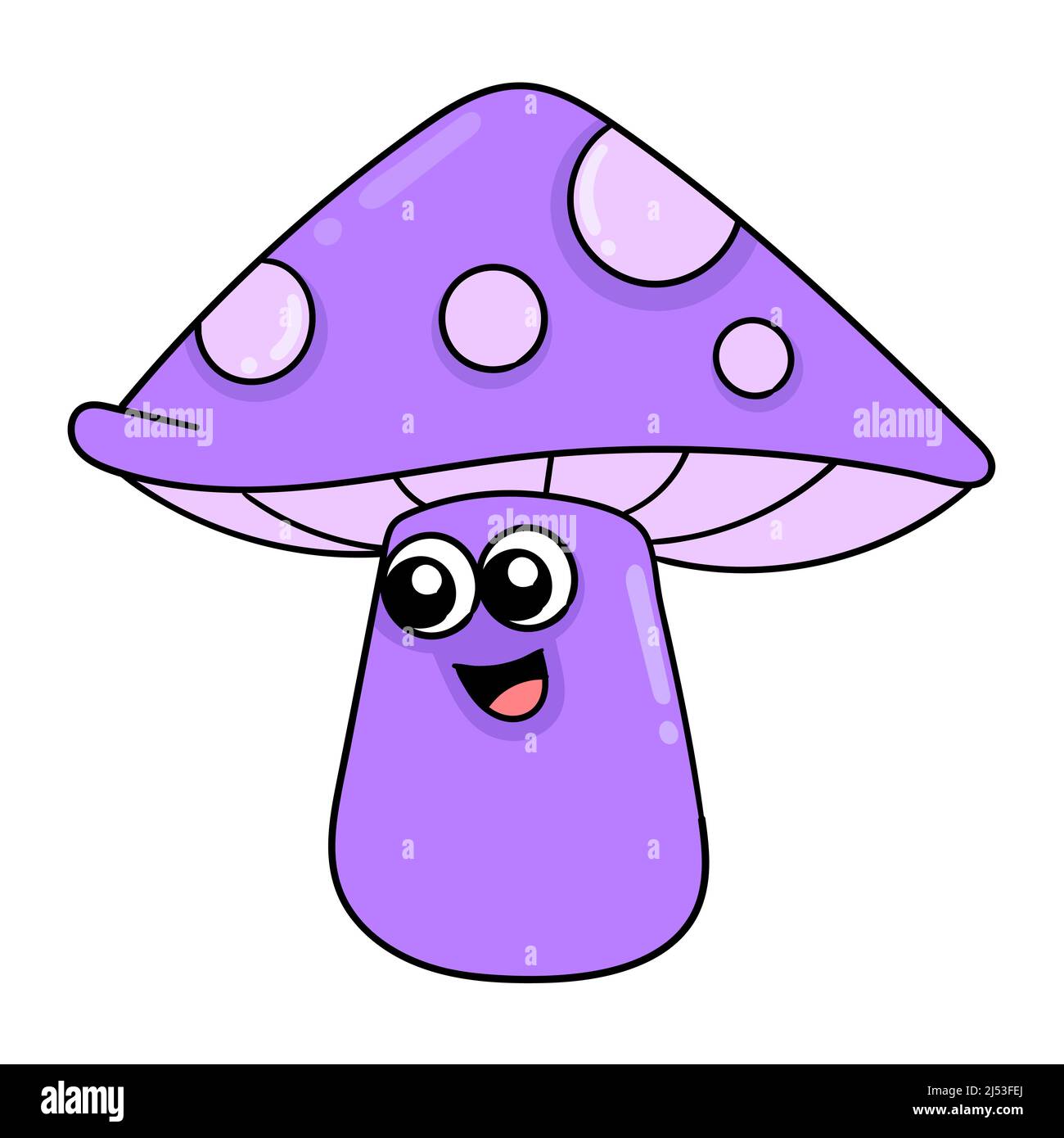 happy faced purple mushroom Stock Vector