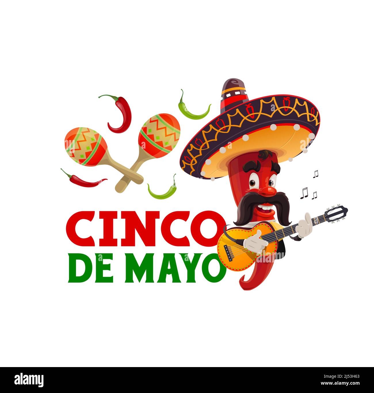 Cinco de Mayo mariachi character of Mexican holiday fiesta party ...