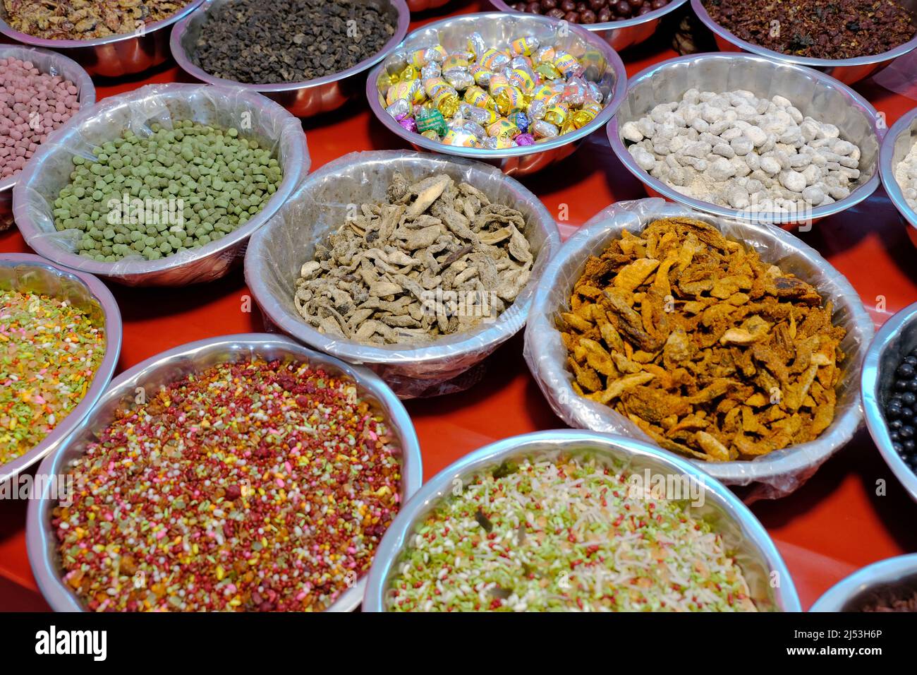 Indian variety of traditional mouth freshener in bowl for sale, mukhwas
