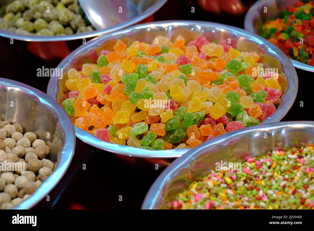 Indian variety of traditional mouth freshener in bowl for sale, mukhwas