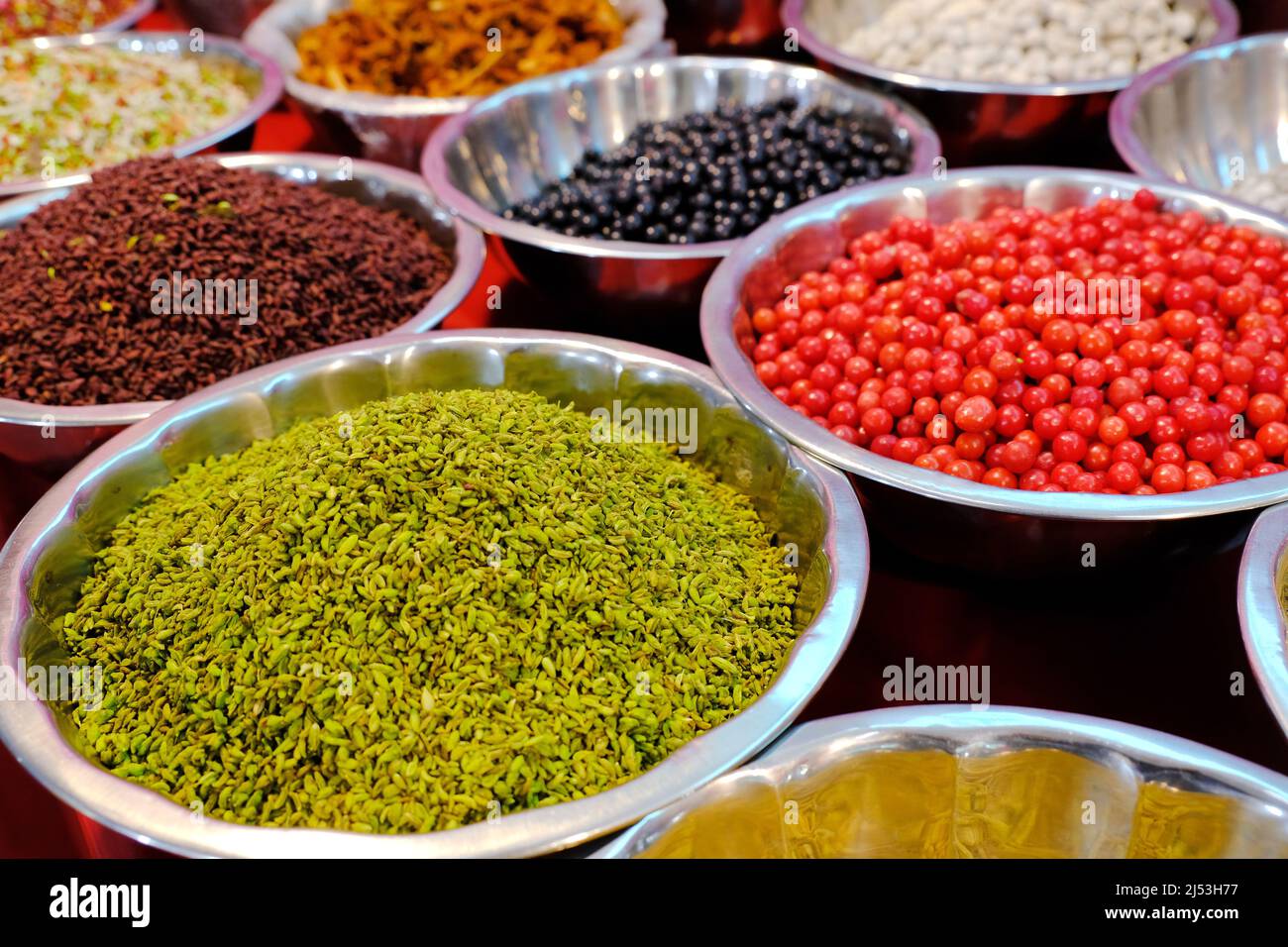 Indian variety of traditional mouth freshener in bowl for sale, mukhwas