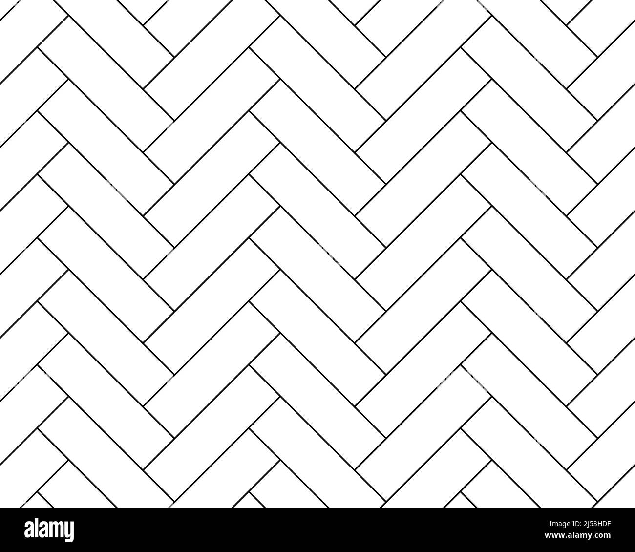 Herringbone parquet tile, vector seamless pattern of floor white background. Black line herringbone parquet tile of geometric diagonal bricks in zigzag, floor or wall interior pattern background Stock Vector