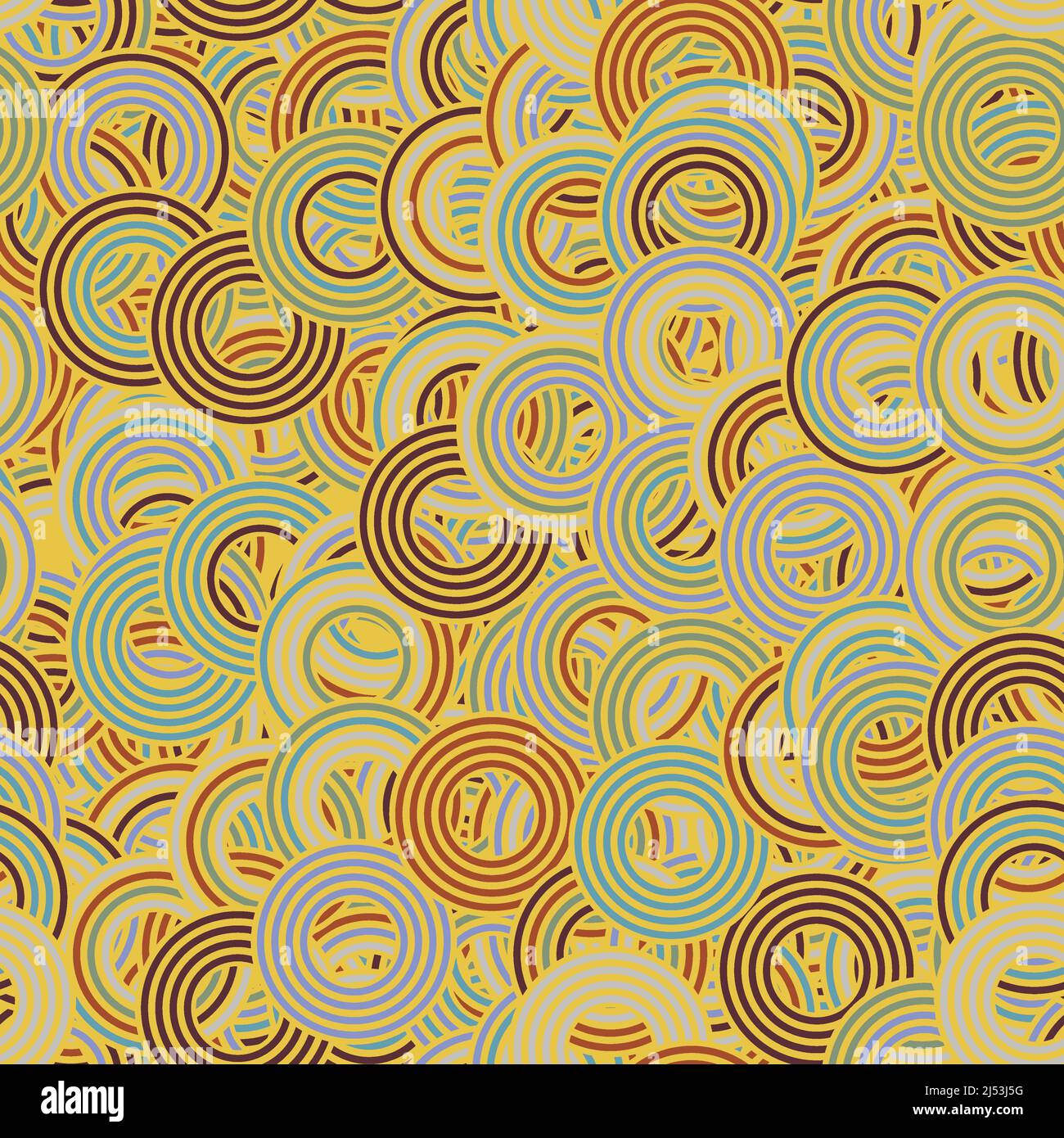 Seamless concentric circle in retro colors surface pattern design for ...