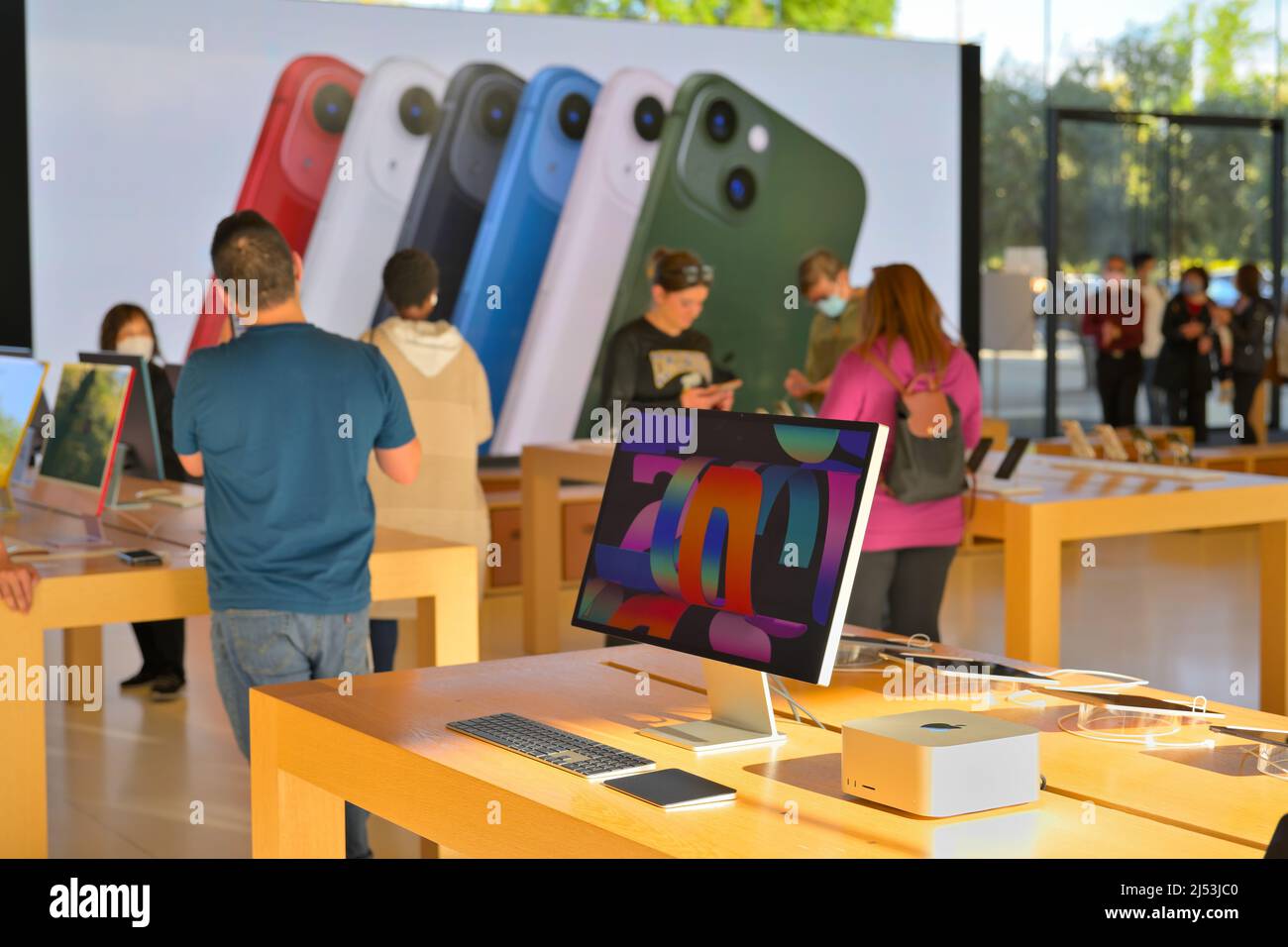 The brand new Mac Studio displayed at the Apple Park visitor center, Cupertino CA Stock Photo