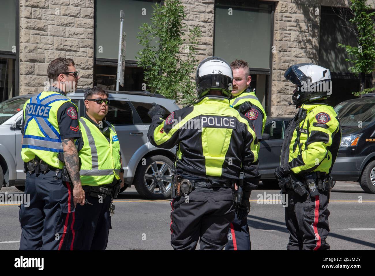 Group of Calgary Police Officers from various traffic units in