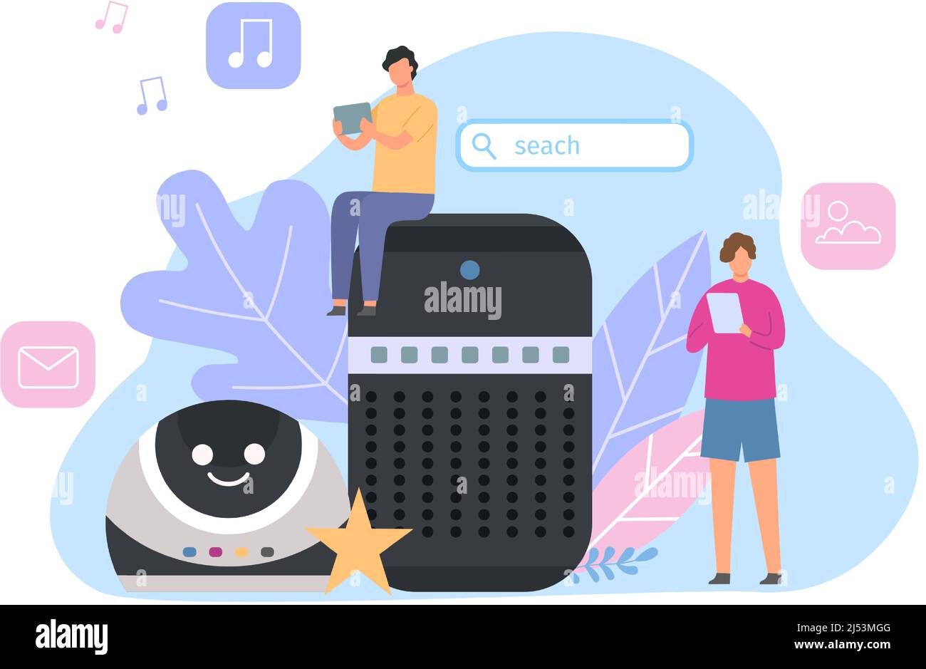 Interactive smart speaker ai and voice assistant Stock Vector