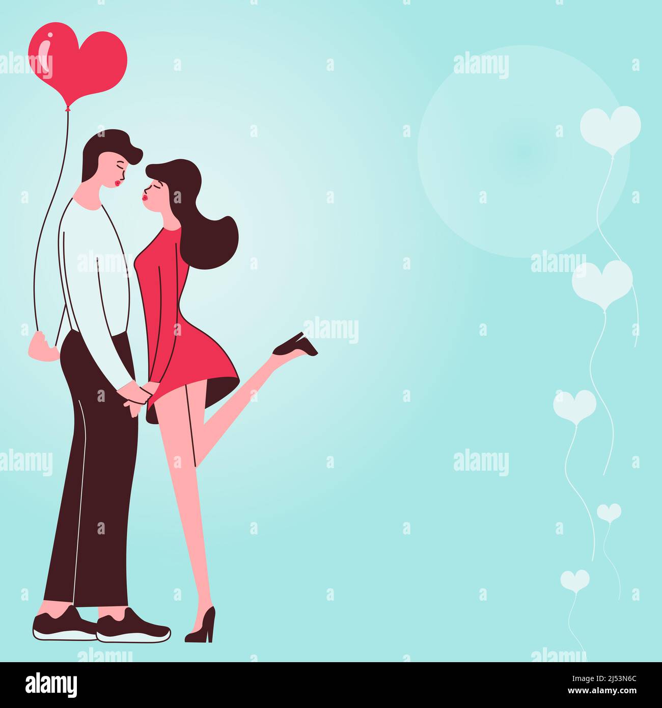 Lovely Couple holding hands ready to kiss shows harmony between pair. Man carrying present