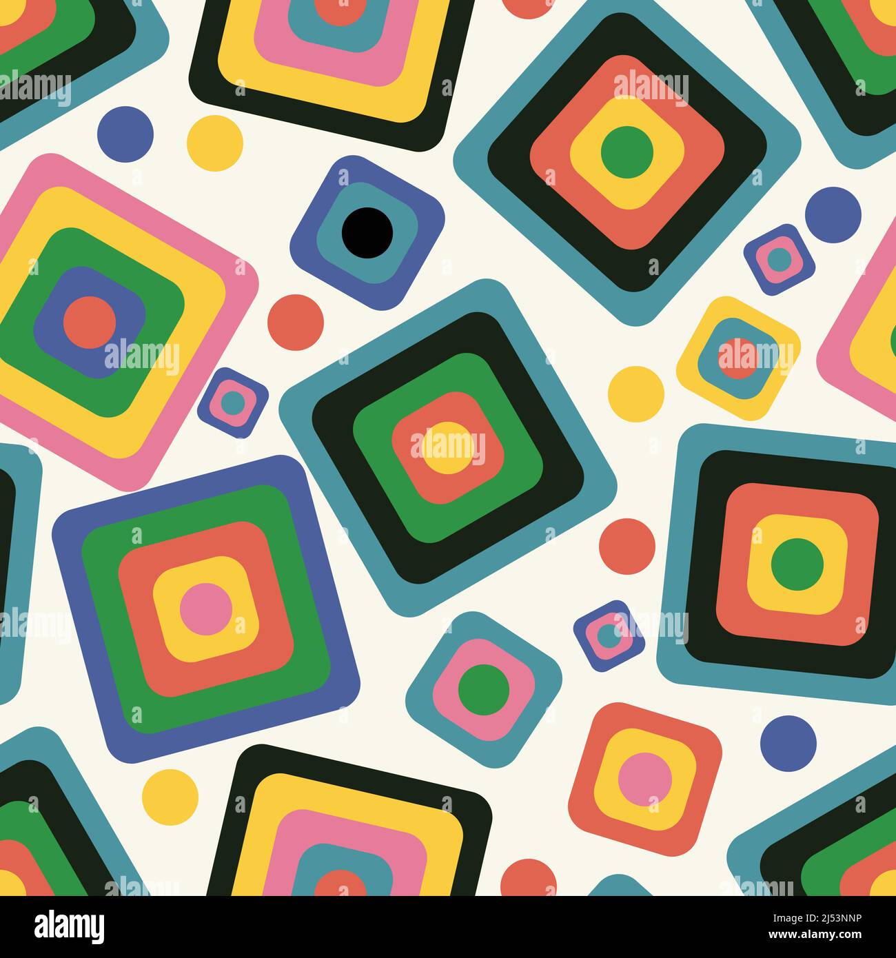 Abstract seamless pattern with vintage colorful squares. Round corner  geometric shapes Stock Vector Image & Art - Alamy