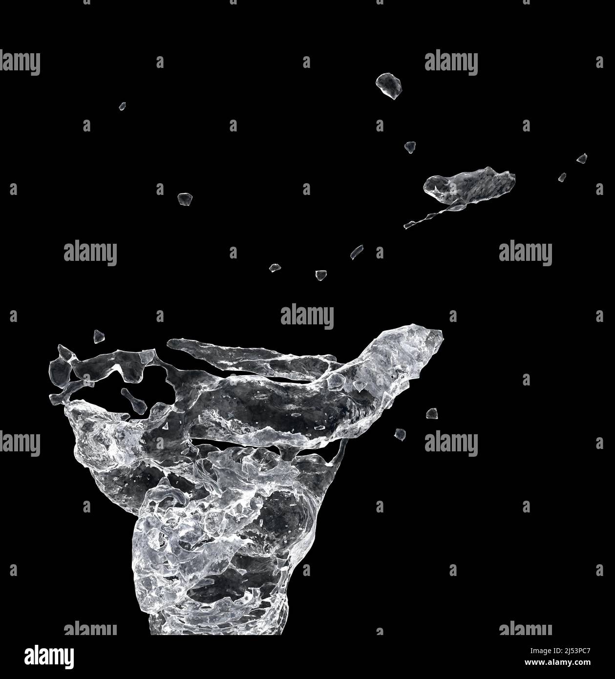 Abstract splashes of water on black background, 3D Illustration Stock ...