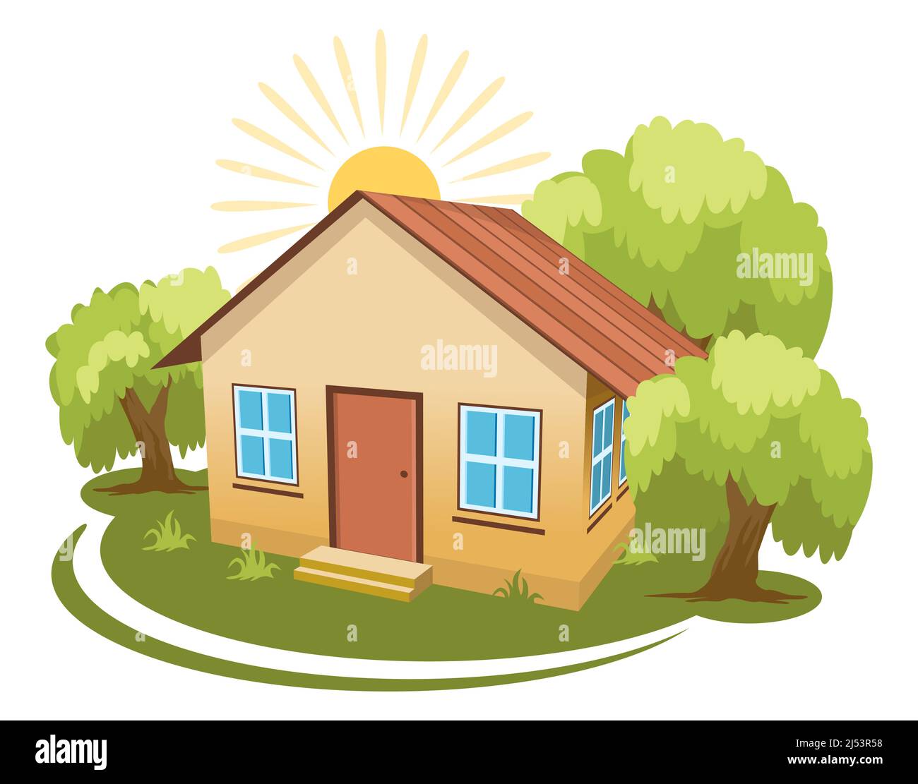 Summer landscape. House surrounded by trees Stock Vector Image & Art ...