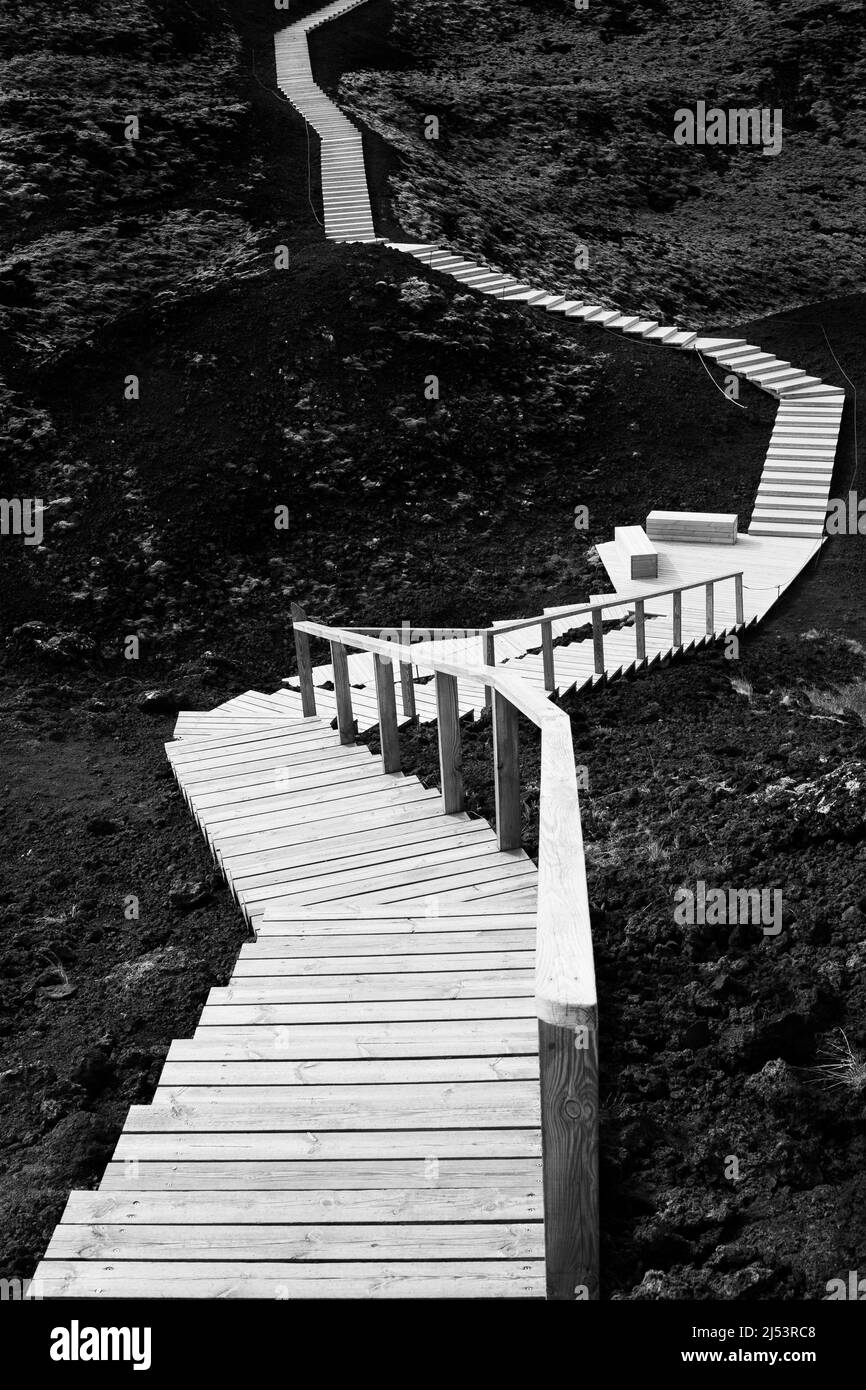 An undulating wooden boardwalk serving as a metaphor for our path ...
