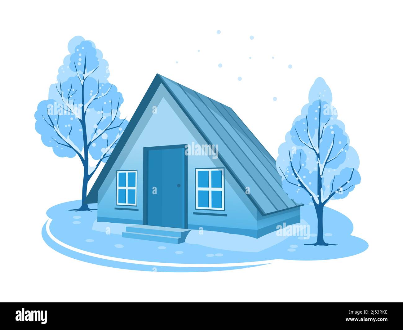 Winter landscape surrounded by trees Stock Vector Images - Alamy